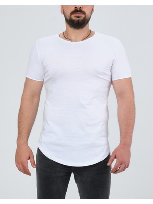 The One Erkek Pis Yaka Oval Kesim Pamuklu Slimfit Basic T-Shirt