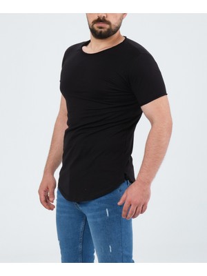 The One Erkek Pis Yaka Oval Kesim Pamuklu Slimfit Basic T-Shirt