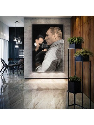 SML Tablo Gazi Mustafa Kemal Atatürk Renklendirilmiş Fotoğrafı Büyük Önder Kanvas Tablo