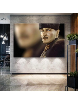 SML Tablo Gazi Mustafa Kemal Atatürk Kalpaklı Mareşal Madalyası Kanvas Tablo