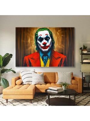 SML Tablo Kırmızı Ceketli Yeşil Saçlı Joker Ilüstrasyonu Gotham City Kanvas Tablo