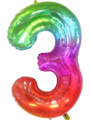 Parti Station Rakam Folyo Balon Gökkuşağı Rakam Balon Renkli Yaş Balon 76 cm Sayı Balon Uçan Balon Helyum Balon