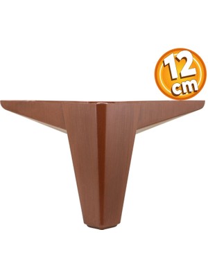 Badem10 Sedir Lüks Mobilya Kanepe Sehpa Puf Koltuk Ayağı 12 cm Kahverengi Ahşap Desenli Baza Ayakları