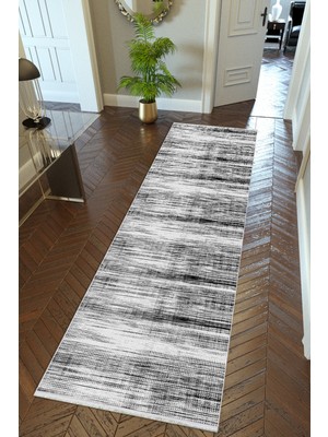 10 Post Online  yolluk Koridor Gri Siyah Dijital Baskı Kaymaz Yuvarlak Oval Kesme Ince Yıkanabilir Halı