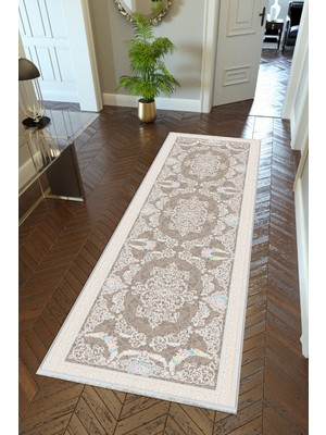 10 Post Online  yolluk Koridor Kahverengi Pembe Dijital Baskı Kaymaz Yuvarlak Oval Kesme Ince Yıkanabilir Halı