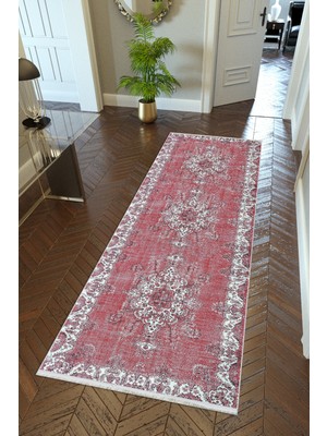 10 Post Online  yolluk Koridor Bordo Dijital Baskı Kaymaz Yuvarlak Oval Kesme Ince Yıkanabilir Halı