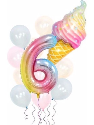 Parti Station Gökkuşağı Balon Renkli Balon Pembe Yaş Balon Rakam Konsept Balon Doğum Günü Set