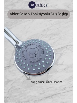 Ahlez Solid 5 Fonksiyonlu Duş Başlığı Poşet Ambalaj