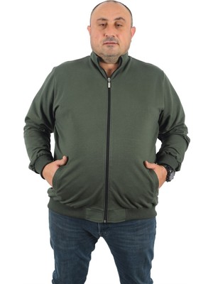 Moc Grande Mocgrande Büyük Beden Basic Mevsimlik Fermuarlı Sweatshirt 22750 Hakı