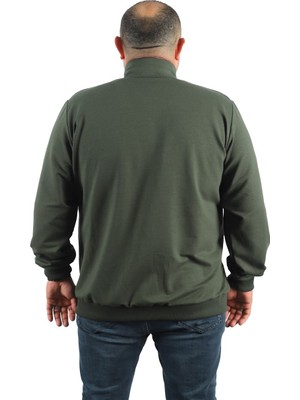 Moc Grande Mocgrande Büyük Beden Basic Mevsimlik Fermuarlı Sweatshirt 22750 Hakı