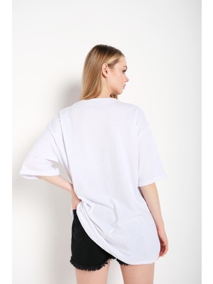 Trendseninle Kadın Oversize Italy Baskılı T-Shirt