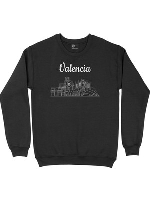 Cix Valenciya Manzaralı Siyah Sweatshirt