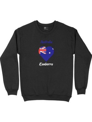 Cix Kanberra Avusturalya Bayraklı Kalpli Siyah Sweatshirt