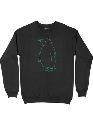 Cix Şişman Penguen Çizimli Siyah Sweatshirt