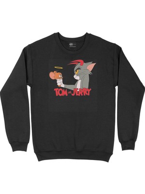 Cix Sevimli Tom ve Jerry Siyah Sweatshirt