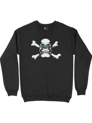 Cix Yeşil Gözlüklü Kuru Kafa Siyah Sweatshirt