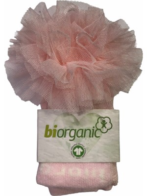 Bibaby Organik Çorap Külotlu Jakarlı Dantelli Pembe