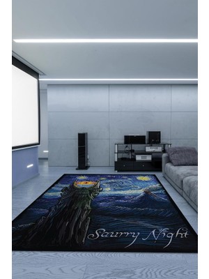 Homshtag Saurry Night Dokuma Tabanlı Yıkanabilir Kaymaz Yüzüklerin Efendisi Film Halısı