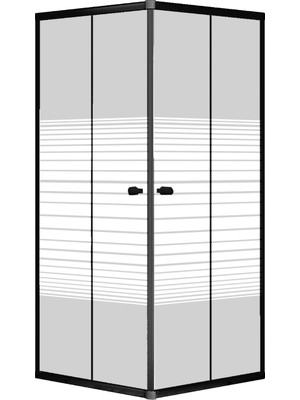 Sanica Magna Siyah Kare Çizgi Desenli 4 mm Duşakabin 90  x  90 Cm