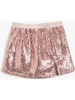 Koton Mini Etek Pul-Payet Işlemeli Şort Astarlı Yırtmaç Detaylı