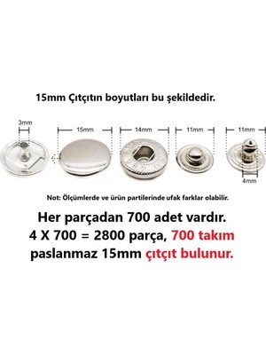 Tuhafiyecimiz 700 Adet 15MM Paslanmaz Büyük Çıtçıt (Kalıpsızdır) [antik Bronz]