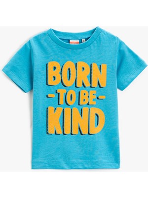 Koton Baskılı Kısa Kollu Tişört Bisiklet Yaka Pamuklu