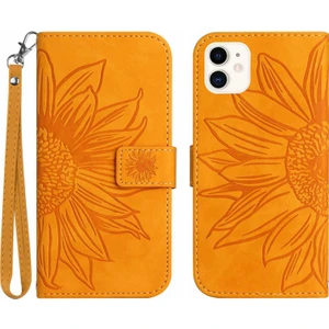 Xstep Case Apple iPhone 11 6.1 İnç İçin Cilt Dokunuşu Hissi Flip Telefon Kılıfı, Basılmış Ayçiçeği Standı Anti-Damla Pu Deri Manyetik Kayışlı (Yurt Dışından)