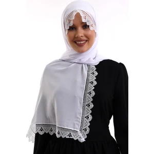 İhvan Online Iğne Oyalı Dantelli Eşarp Demor Mevlüt Örtüsü Beyaz
