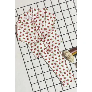 Çilek Baskılı Bebek Ikili Pijama Takımı 0-6 Ay