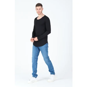 The One Erkek Kesik Yaka Oval Kesim Slimfit Uzun Kol Pamuk Basic T-Shirt