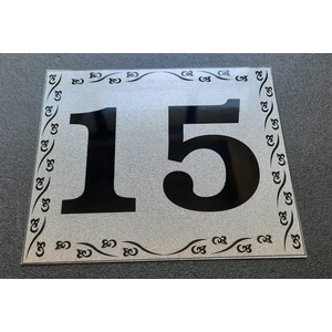 Kapı Numarası 10X12 cm  Metalik Gümüş Gri Üzeri Siyah Baskı Kendinden Yapışkanlı No:15