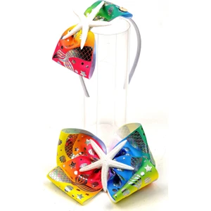 Queen Aksesuar Özel Tasarım Deniz Kızı Yıldızı Yanar Döner Parlak Jojo Siwa Büyük Fiyonk Taç ve Toka Gökkuşağı Set