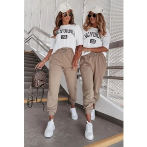 Kadın Calıfornıa Baskılı T-Shirt Eşofmanlı Altüsttakım