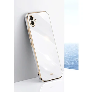 M.TK Moveteck Samsung Galaxy A04 Uyumlu Kılıf Kamera Korumalı Parlak Gold Şerit Kenarlı Yumuşak Silikon Kapak
