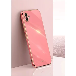 M.TK Moveteck Samsung Galaxy A04 Uyumlu Kılıf Kamera Korumalı Parlak Gold Şerit Kenarlı Yumuşak Silikon Kapak