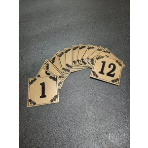 Kapı Numarası 6x6 cm Yapışkanlı No 1'den  12 E Metalik Altınsarı Üzeri Siyah Baskı