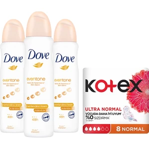 Eventone Kadın Sprey Deodorant Kalendula Özü 150 Ml X3 + Kotex Ped Ultra Normal 8'Li