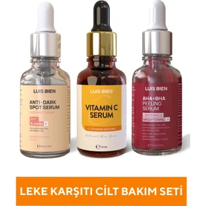Luis Bien Leke Serumu + Aha Bha Serum + C Vitamini Serum ( Leke Karşıtı Besleyici ve Onarıcı Cilt Bakım Seti)