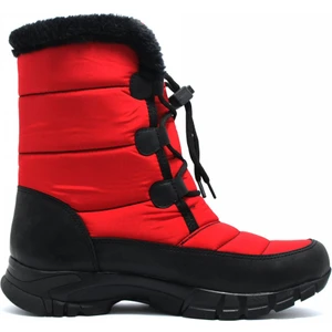 Kadın Kırmızı Bağcıklı Içi Tüylü Kar Botu Khiones