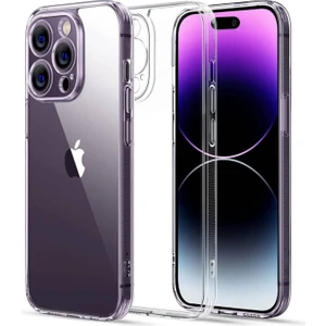 Kzy Apple iPhone 14 Pro Max Kapak Kamera Korumalı Tıpalı Silikon Şeffaf Kılıf