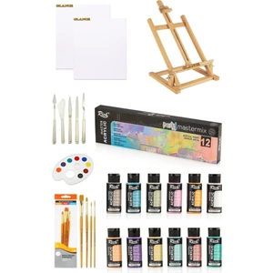 Masaüstü Şövale Rich Master Mix 60  cc Akrilik 12 Li Pastel Renkler  Başlangıç Seti