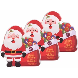 Elit Çikolata Noel Baba Sütlü Çikolata Asetat Kutu 135G 3’lü Set Glutensiz