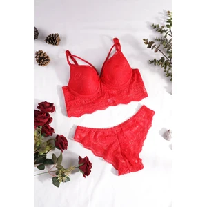 Kadın Dolgusuz Dantelli Ipli Sütyen Külot Takımı