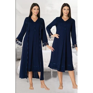 Model 2425 Lacivert Sabahlıklı Lohusa Gecelik Takım 2425