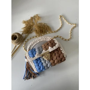 Desu accessories Kadın Fıstık Model El Örgüsü Penye Ip Omuz ve El Çantası