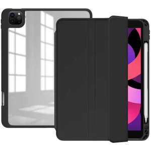 Case 4U Apple iPad Pro 12.9 2021 (5.Nesil) Manyetik Nort Arkası Şeffaf Standlı Kılıf Siyah