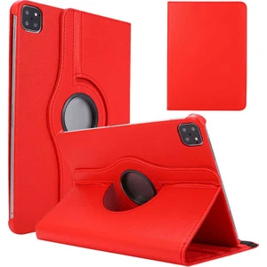 Case 4U Apple iPad Pro 12.9 2021 (5.Nesil) Uyku Modlu 360 Derece Dönebilen Standlı Tablet Kılıfı Kırmızı