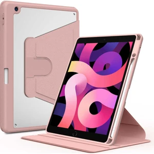 Case 4U Apple iPad 10.2 2021 (9.Nesil) Kalem Bölmeli Nayn 360 Derece Dönebilen Standlı Kılıf Pembe