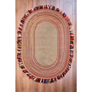 Evvemall Jüt Hasır Yıkanabilir Salon Mutfak Balkon ve Bahçe Royal Serisi Jüt Kilim Jüt Halı 24
