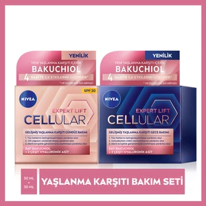 NIVEA Cellular Expert Lift Saf Bakuchiol Gelişmiş  Gündüz Yüz Kremi SPF 30 Güneş Koruması ve Gece Yüz Kremi 50ml,Saf Hyaluronik Asit